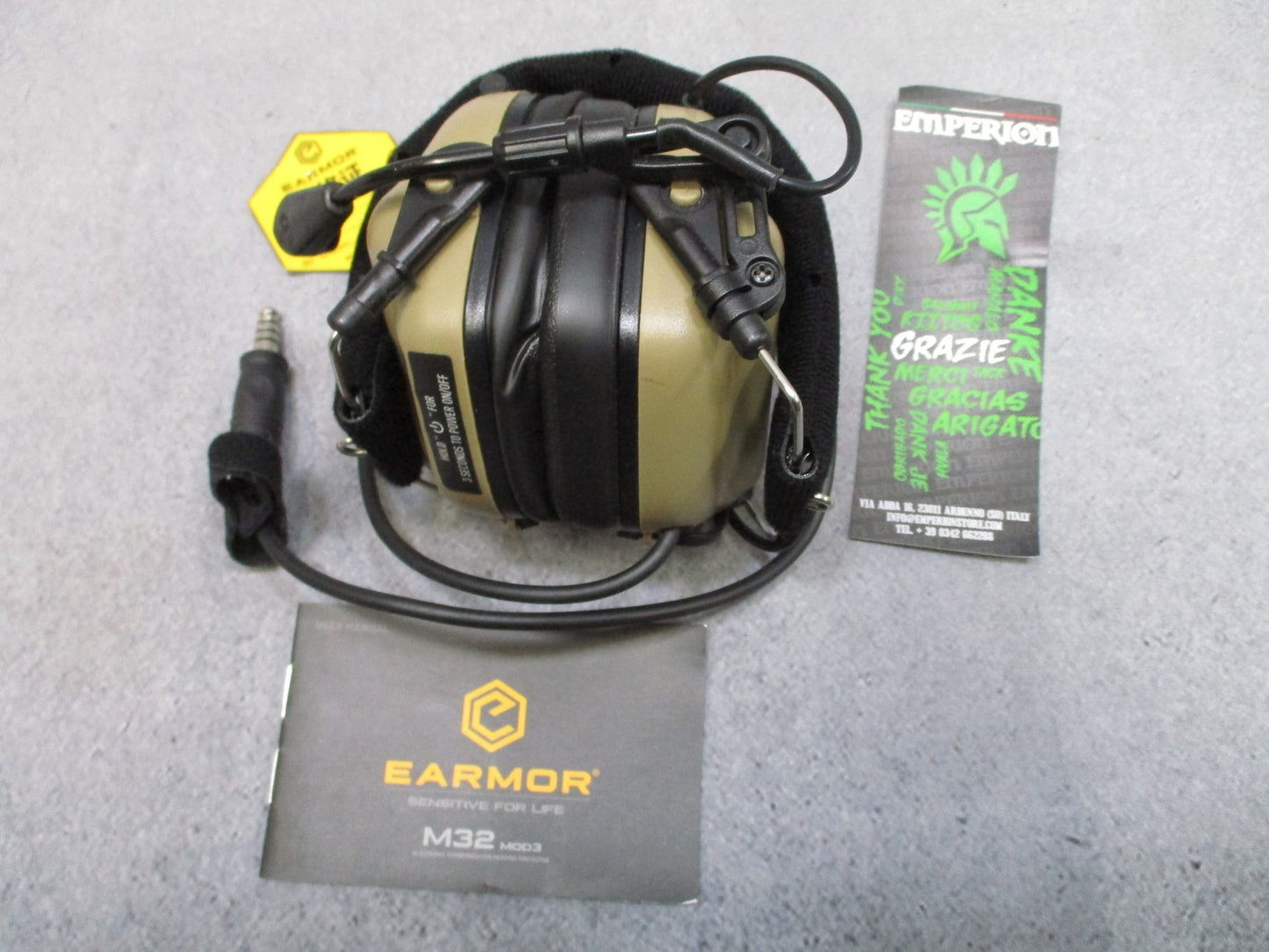 EARMOR M32 Electronic Communication Hearing Protector w/ Mic - Tan - Used
