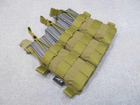 HRT Tactical Gear Triple 5.56/.223 Placard Coyote Brown Mag Pouch Bungee Closure