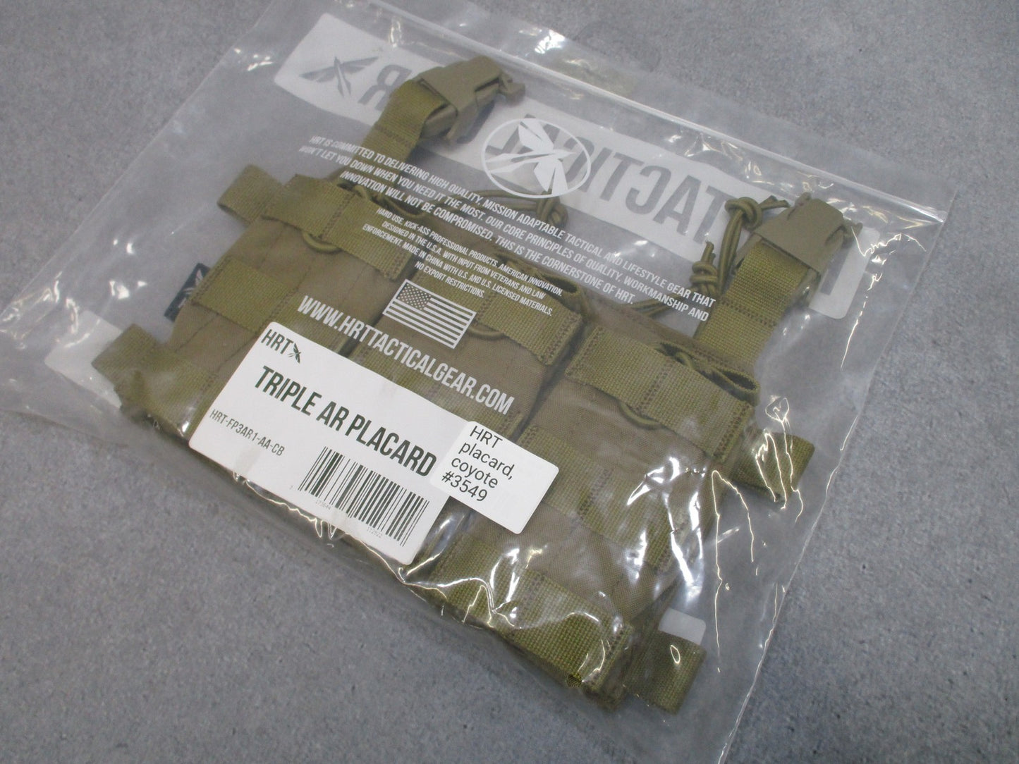 HRT Tactical Gear Triple 5.56/.223 Placard Coyote Brown Mag Pouch Bungee Closure