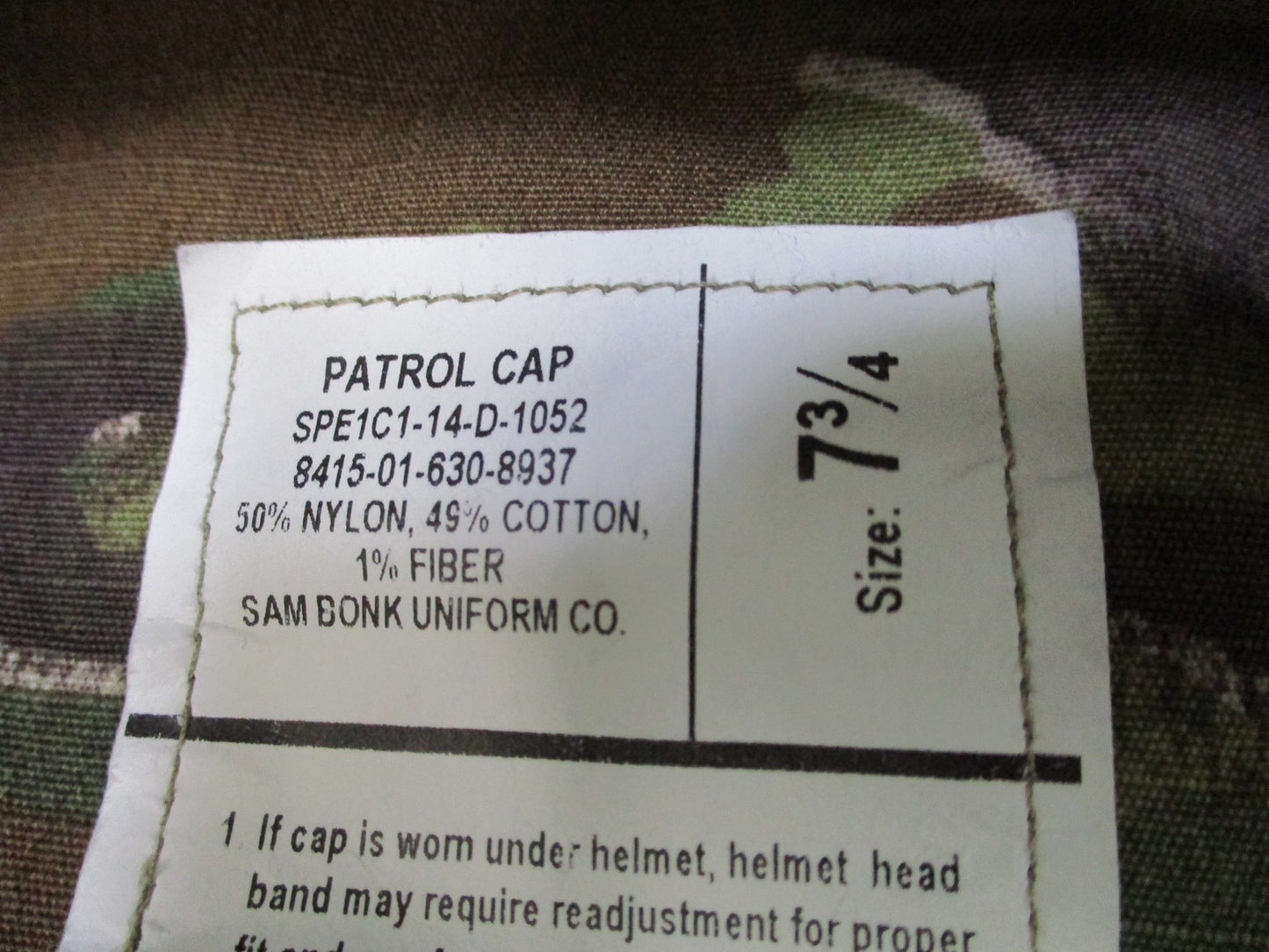 US Army Uniform Patrol Cap Scorpion OCP W2 Camo Size 7 3/4 Military Hat PC