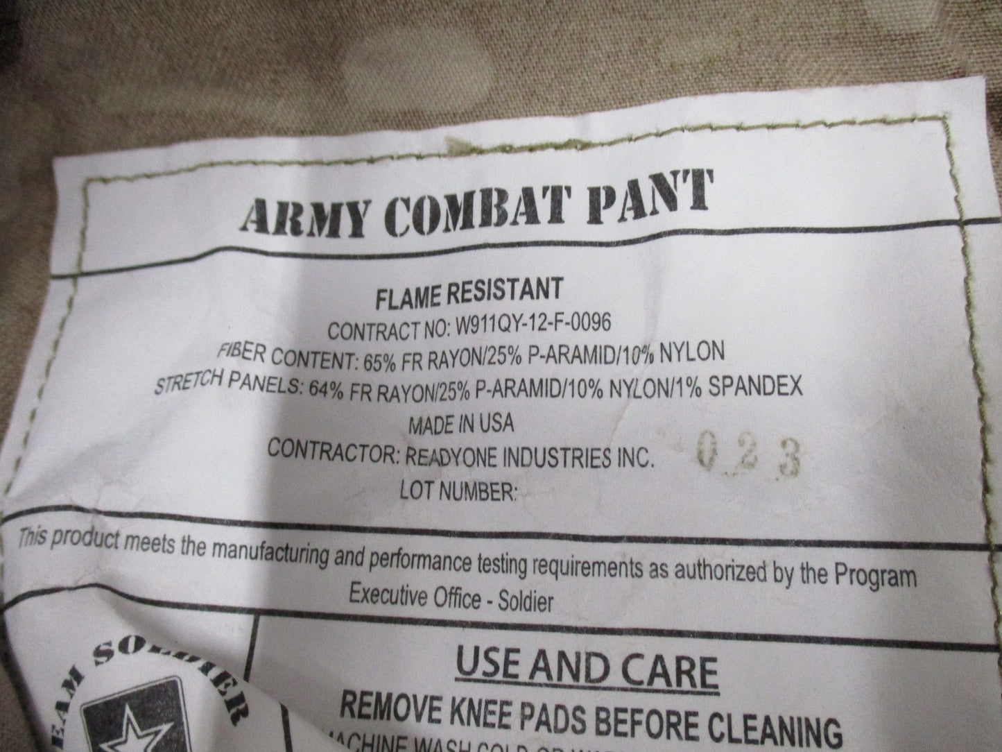 NWOT ARMY ADVANCED COMBAT PANTS W/ CRYE KNEE PAD SLOTS X-LARGE/LONG MULTICAM OCP