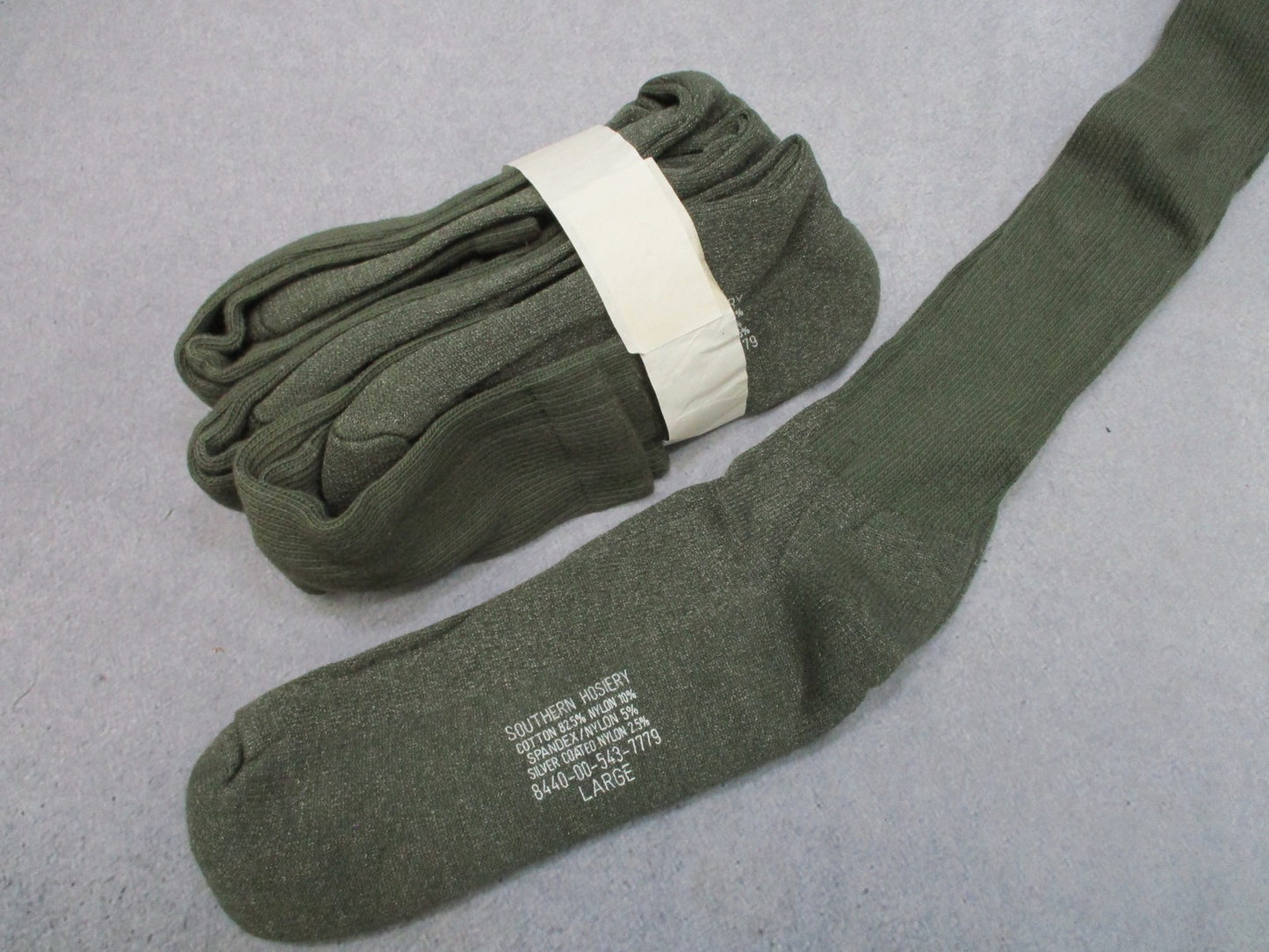 USGI Military 4 Pairs Large Olive Drab Socks 8440-00-543-7779 Silver-Coated