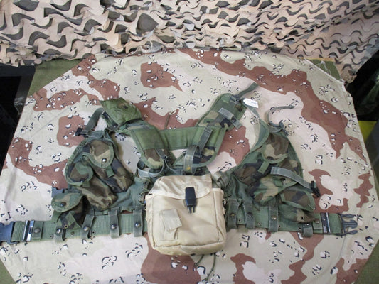 US Military Woodland Tactical Load Bearing Vest TLBV w/ Belt & Canteen Surplus