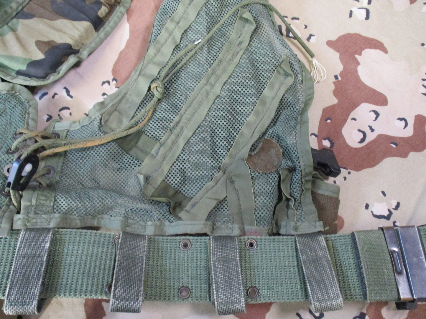 US Military Woodland Tactical Load Bearing Vest TLBV w/ Belt & Canteen Surplus