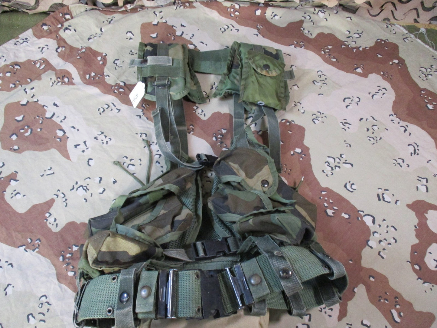 US Military Woodland Tactical Load Bearing Vest TLBV w/ Belt & Canteen Surplus