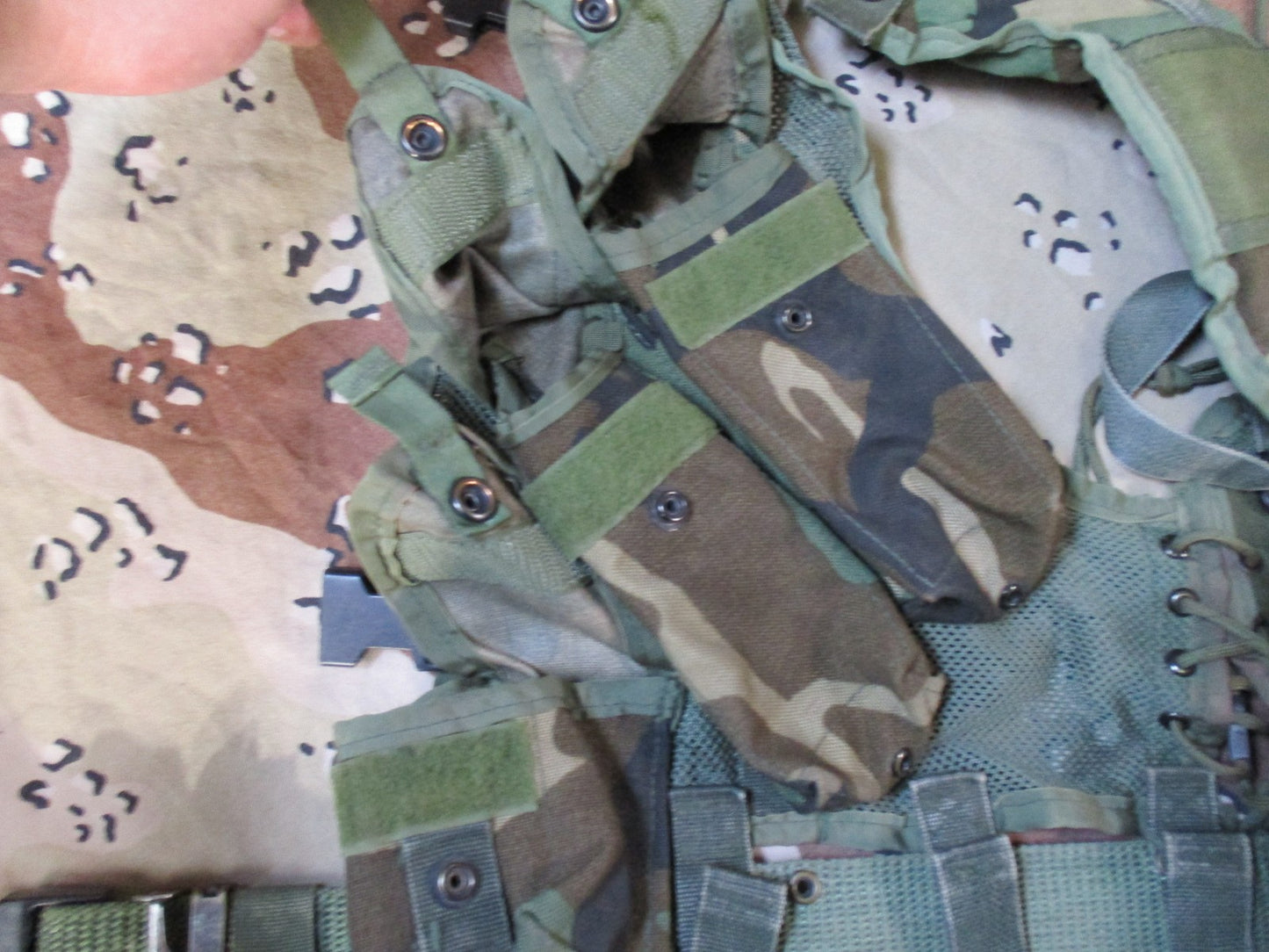 US Military Woodland Tactical Load Bearing Vest TLBV w/ Belt & Canteen Surplus