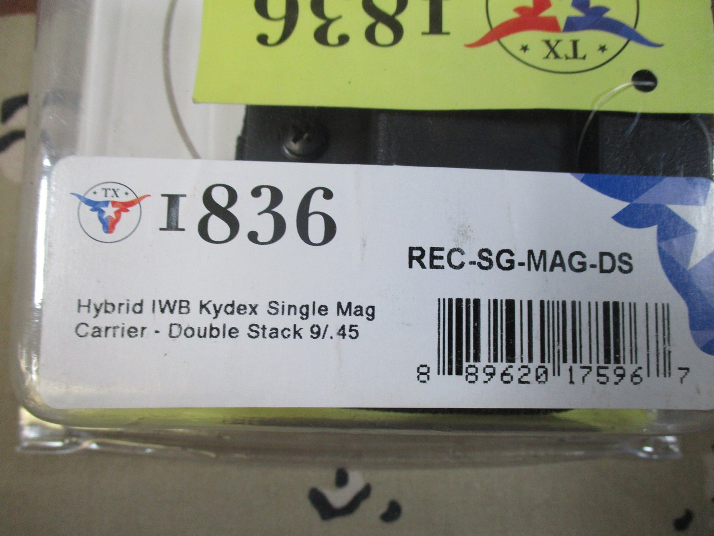 1836 The Original Hybrid IWB Kydex Single Mag Carrier Double Stack 9mm/.45 New