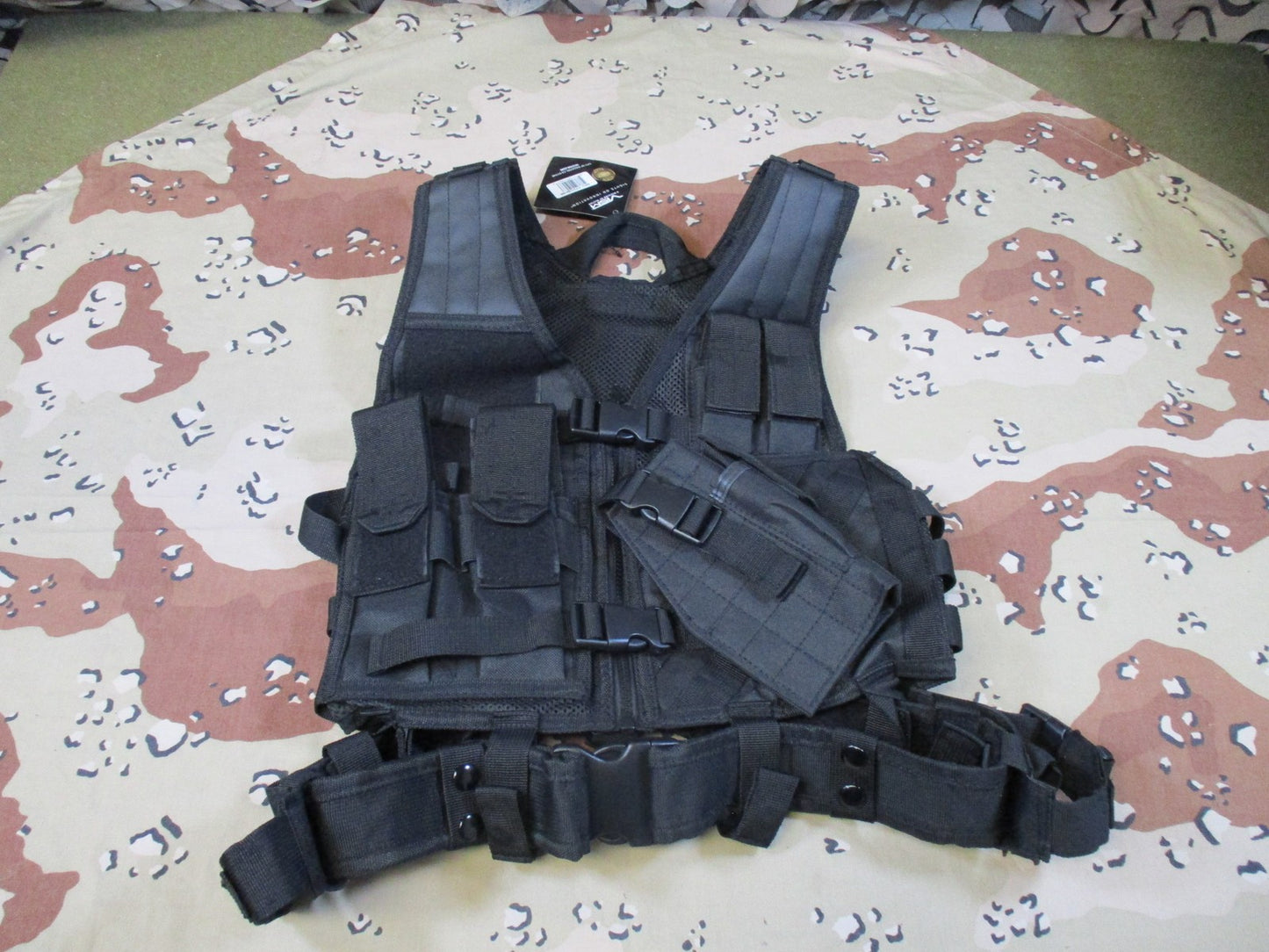 VISM youth Tactical Vest Black Adjustable Mesh Utility Gear New kids costume