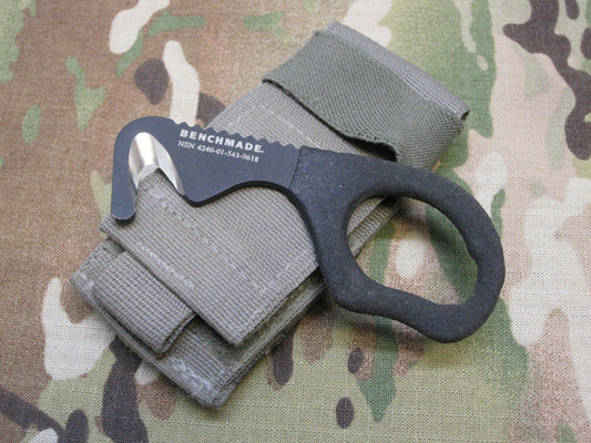 NEW BENCHMADE 7 STRAP SEATBELT CUTTER SAFETY HOOK KNIFE FOLIAGE GREEN ACU SHEATH