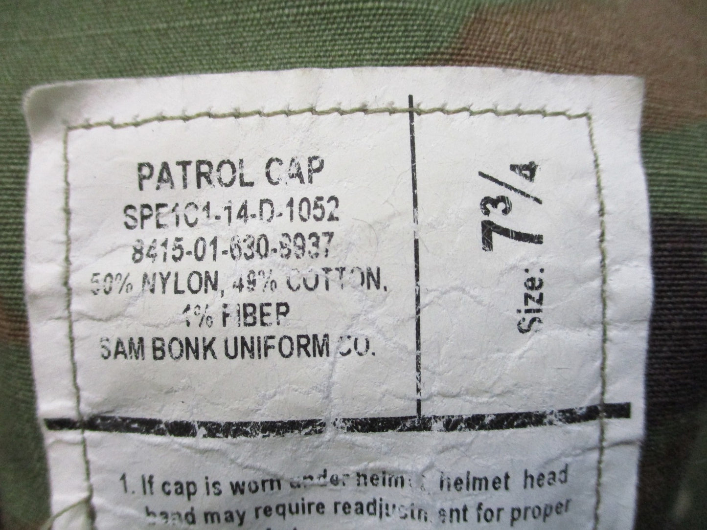 Sam Bonk Uniform Co. Patrol Cap MultiCam Size 7 3/4 Military Hat Used
