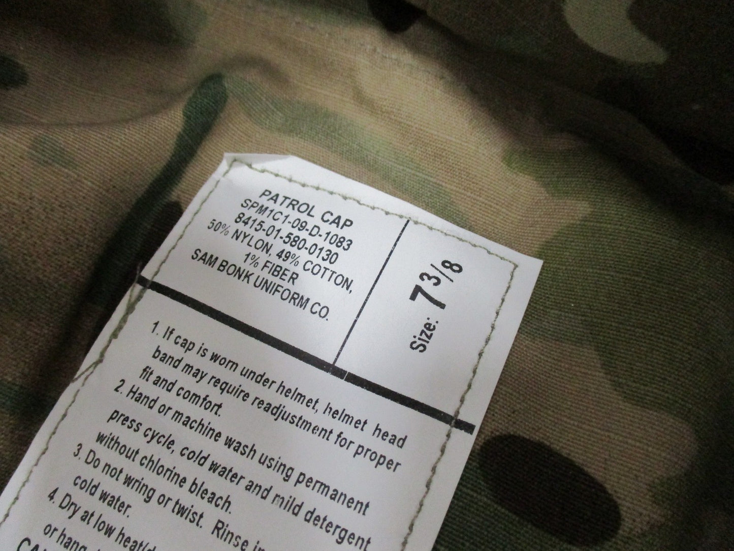 NEW ARMY OCP ORIGINAL MULTICAM PATROL CAP HEADGEAR COVER SIZE: 7-3/8 LARGE PC