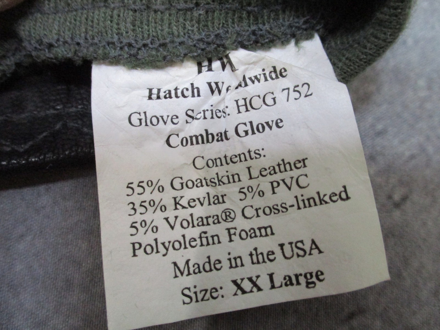 Hatch HCG 752 Combat Gloves XXL Goatskin Leather Made w.Kevlar Tactical Duty USA