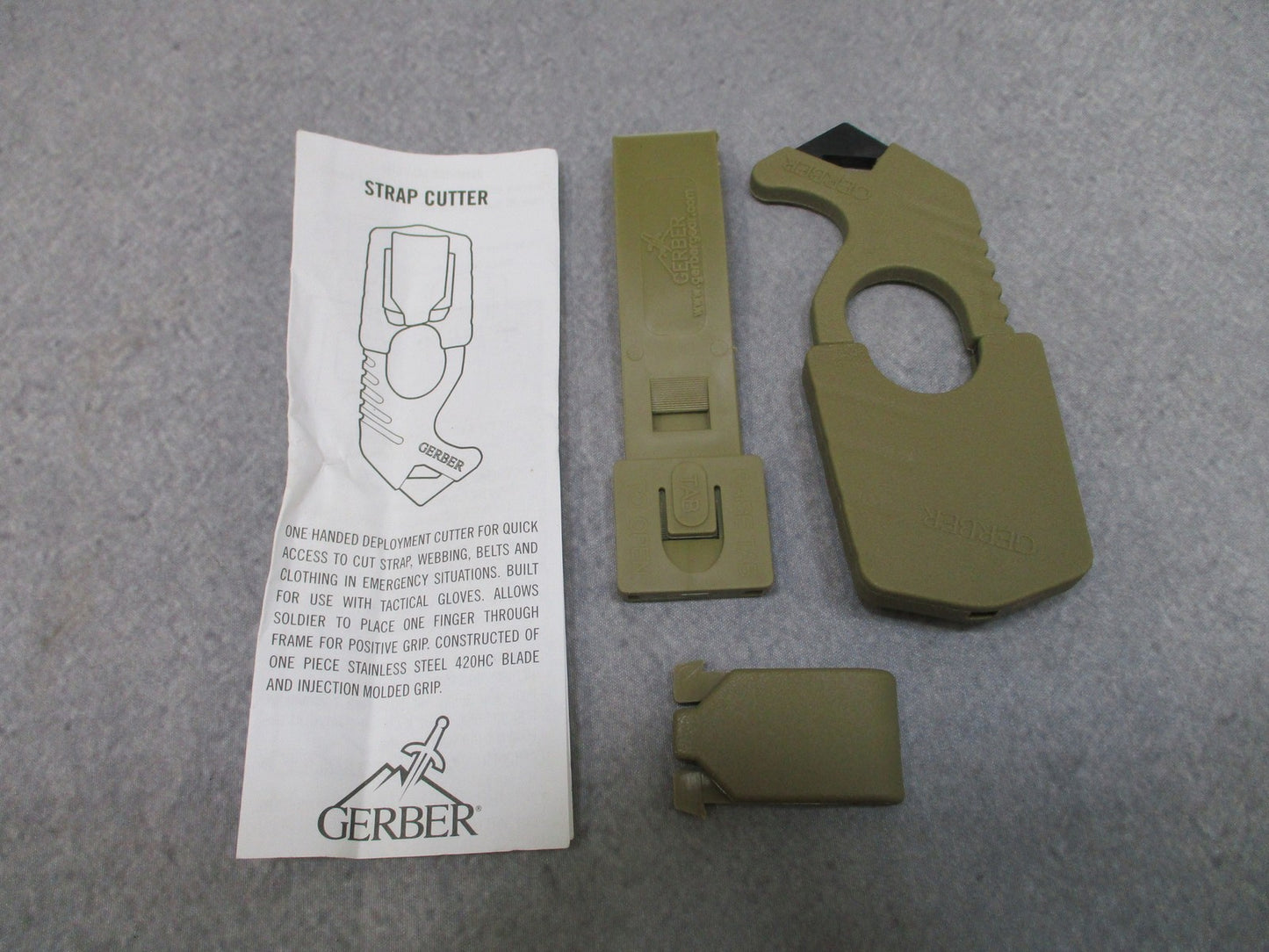 Gerber GHK TAN499 Strap Cutter w/ Glass Breaker - New - Free Shipping