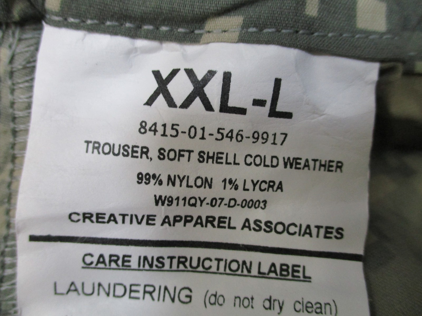 US Army ECWCS Soft Shell Cold Weather Trousers ACU Digital Camo XXL-L New