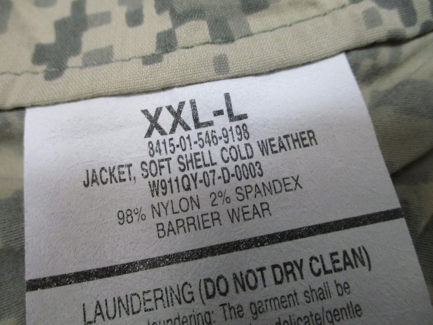 ADS ECWCS Jacket Soft Shell Cold Weather ACU Camo XXL-L Nylon Spandex NEW