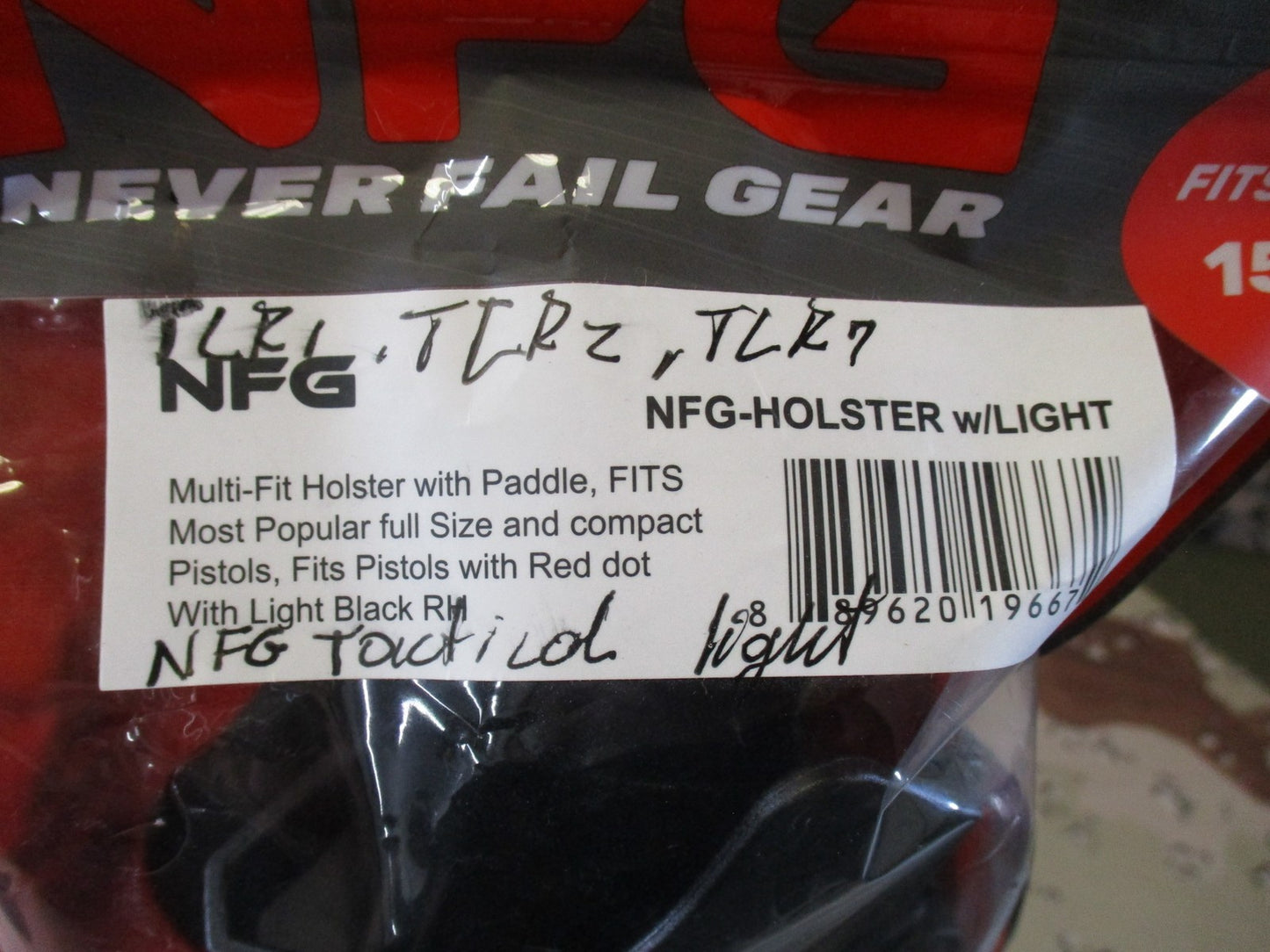NFG Universal Multi-Fit Holster w/ Light Red Dot Compatible Paddle Right Hand