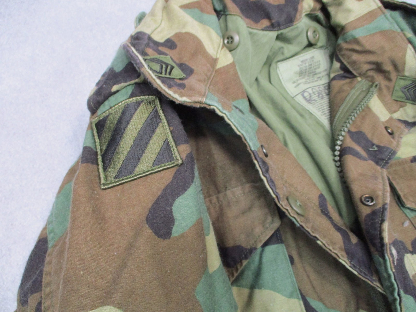 USGI M65 Woodland Field Jacket Medium X-Short 3rd Infantry Division Army Coat
