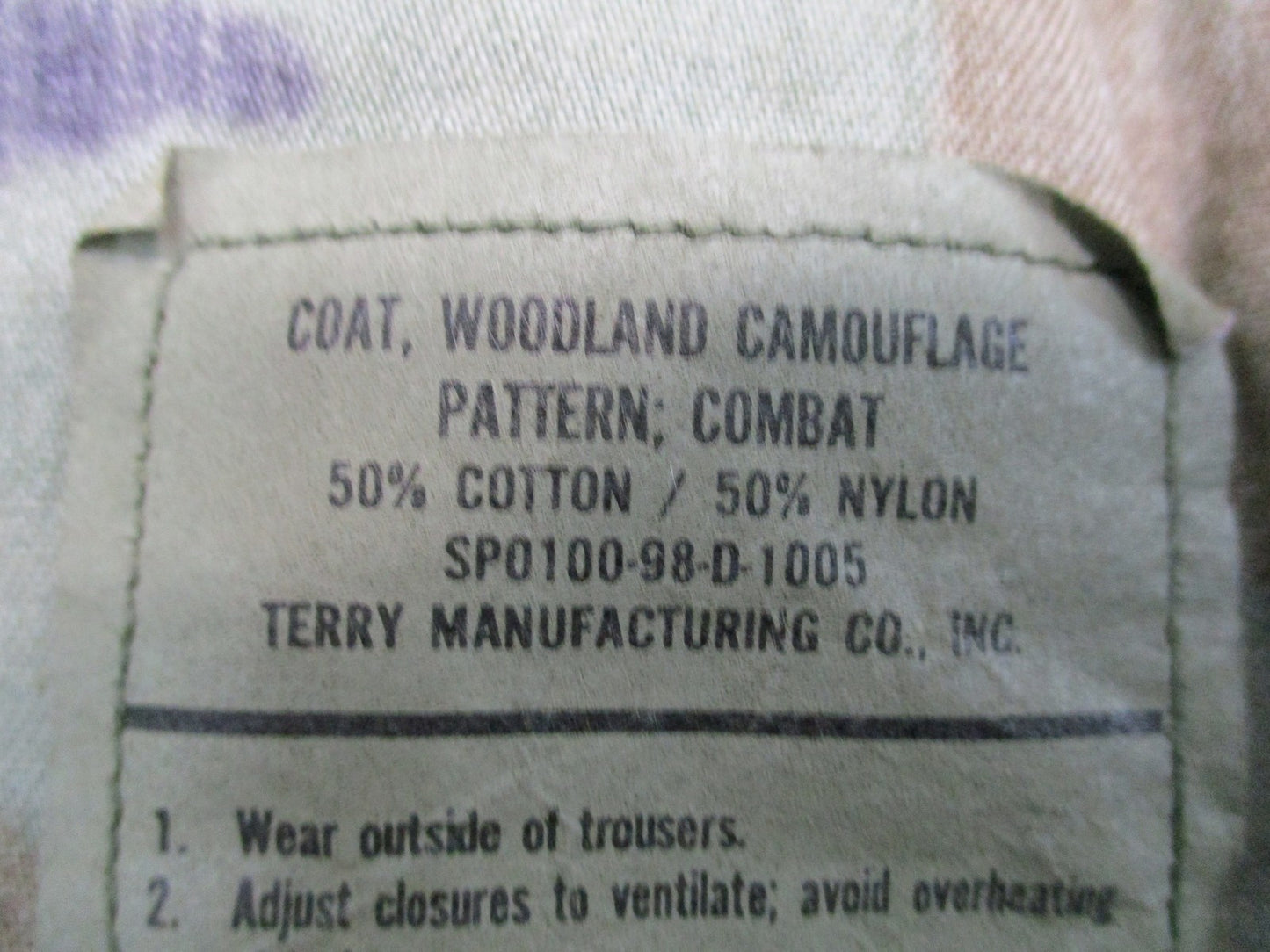 USMC Woodland BDU Combat Coat Medium Regular Terry MFG 8415-01-084-1647