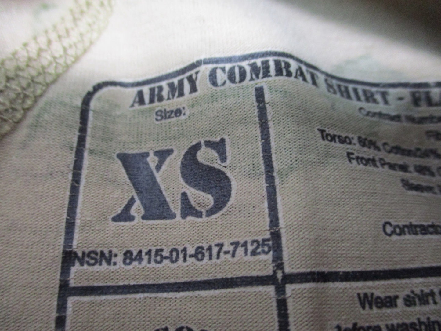 USGI Army Combat Shirt Flame Resistant Multicam Size XS Tactical Uniform Top