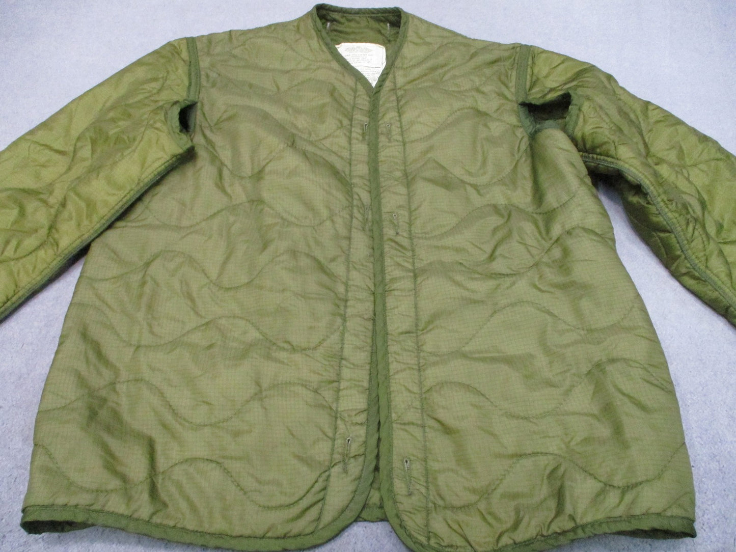 Vintage US Military M-65 Field Coat Liner Olive Drab Quilted Jacket Insert Small