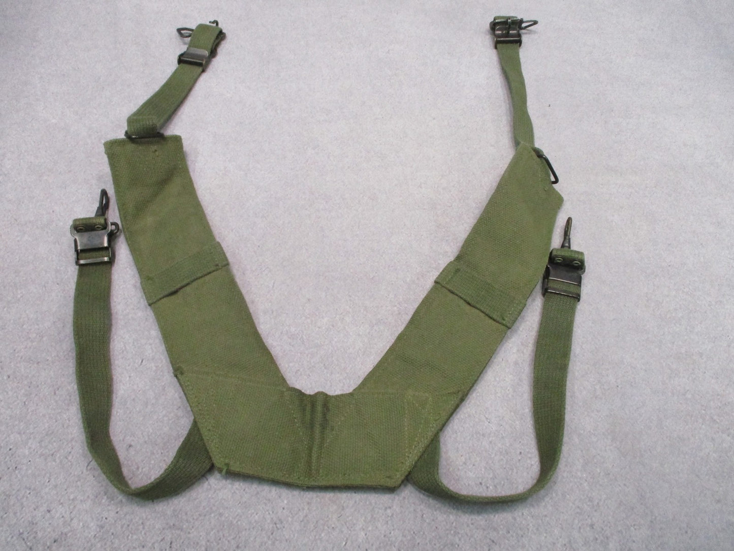 Vintage USGI M-1956 LCE Suspenders Cotton Canvas 1980 Dated OD Green Used