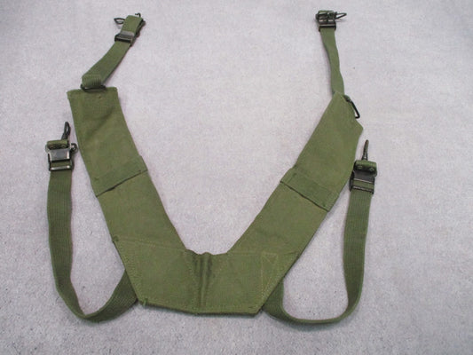 Vintage USGI M-1956 LCE Suspenders Cotton Canvas 1980 Dated OD Green Used