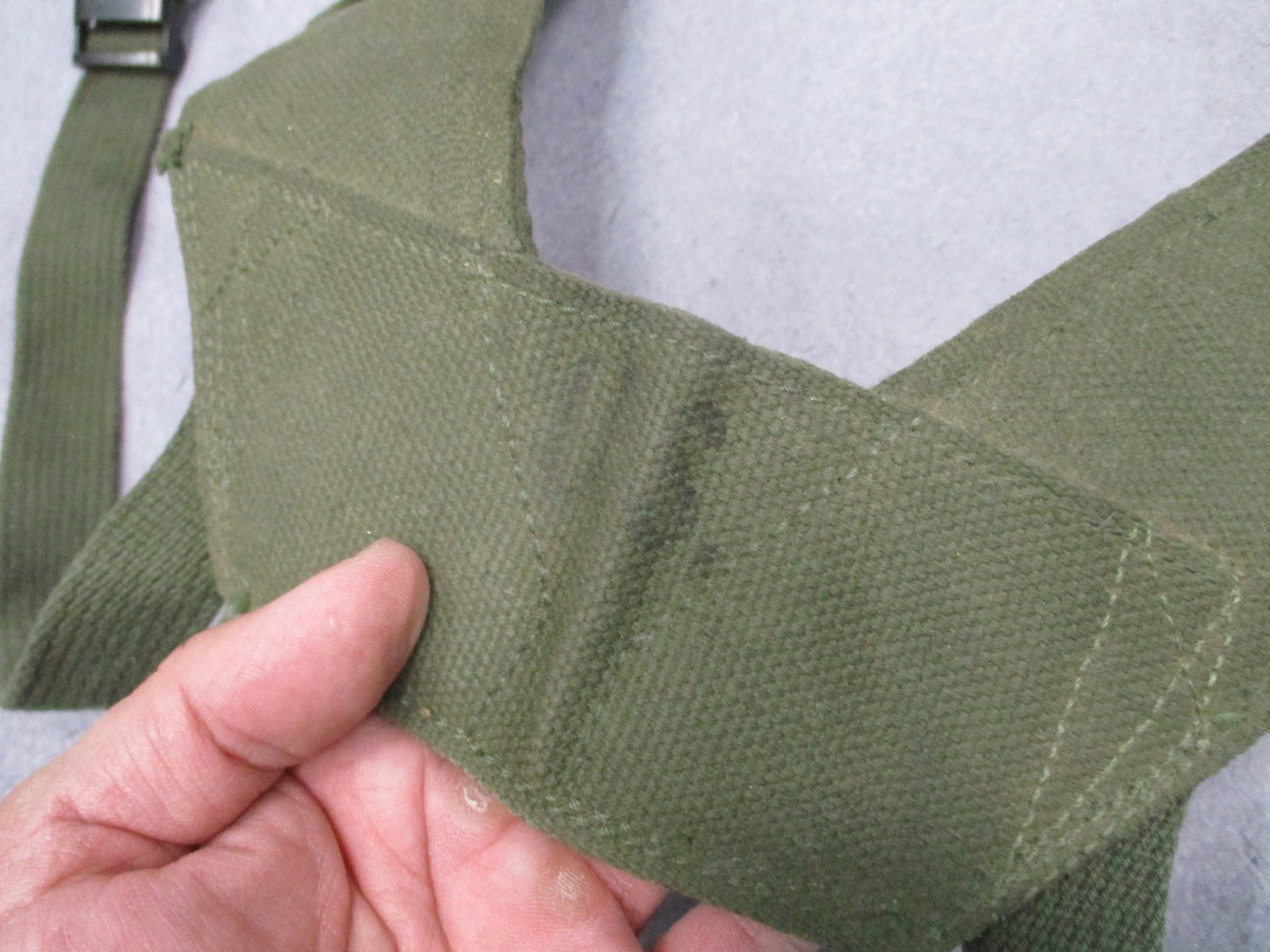 Vintage USGI M-1956 LCE Suspenders Cotton Canvas 1980 Dated OD Green Used