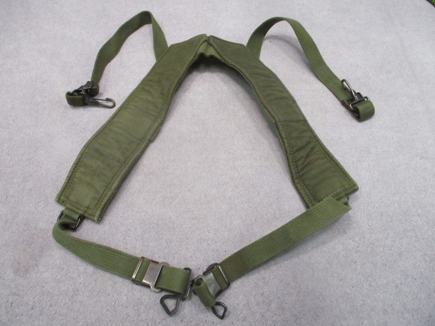 Vintage USGI M-1956 LCE Suspenders Cotton Canvas 1980 Dated OD Green Used
