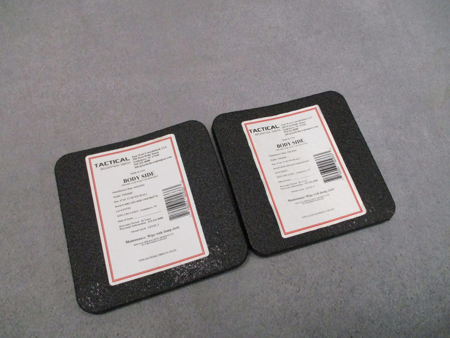 Tactical Scorpion Gear TSG66SC 6x6 Level 3 Ballistic Armor Side Plates Pair