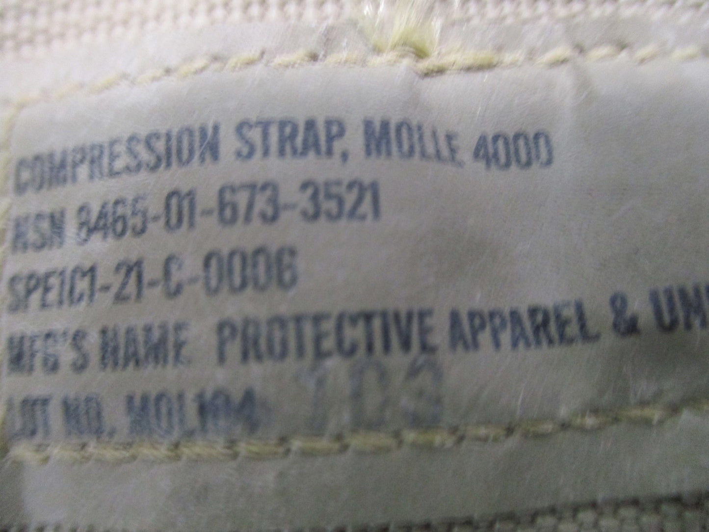 Genuine US Military MOLLE 4000 Compression Strap NSN 8465-01-673-3521 Tan