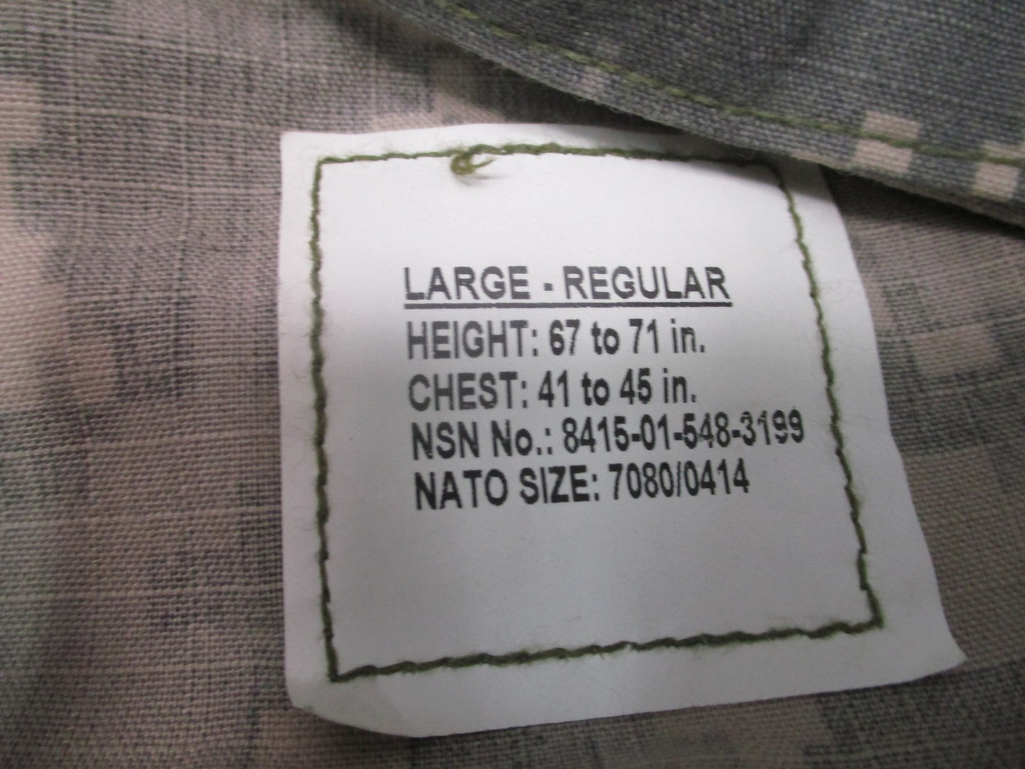 US Military ACU Coat Large Regular Digital Camo Flame Resistant Uniform Jacket