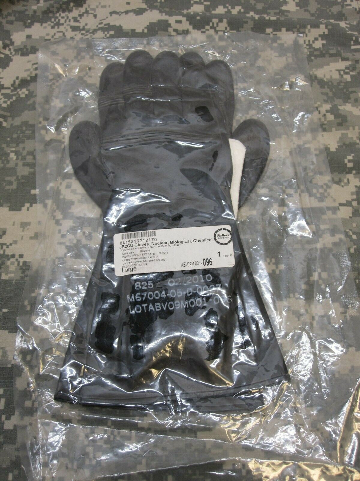 NEW CBRN RUBBER CHEMICAL GLOVES AIRBOSS LARGE NBC GLOVE w. LINER