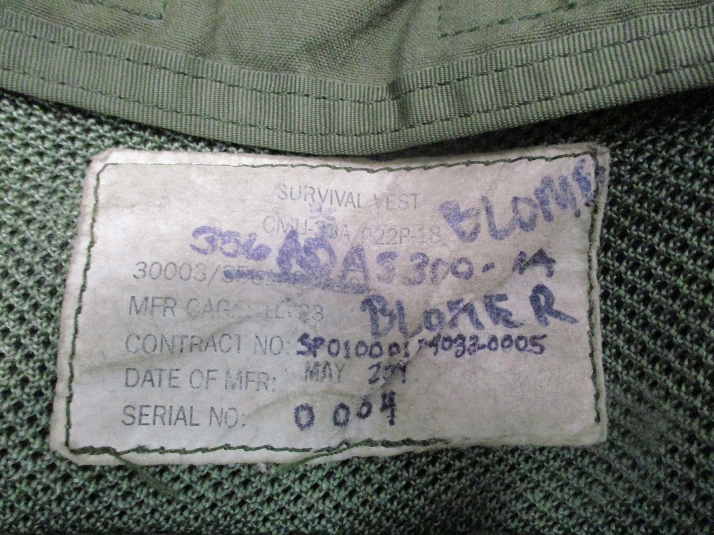 US Military Surplus CMU-33A/P22P-18 Survival Vest Tactical Mesh Gear