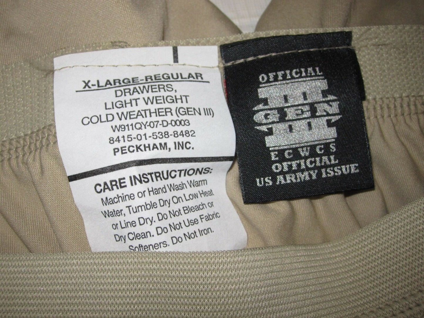 NEW GEN III POLARTEC SILK-WEIGHT LEVEL 1 TROUSER BOTTOM X-LARGE/REGULAR DRAWERS