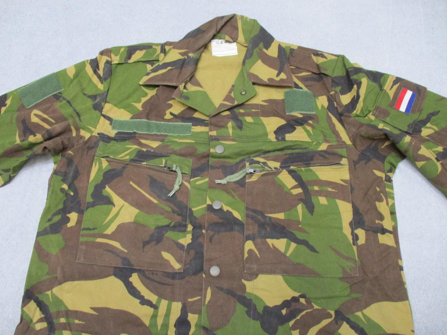 Dutch Army Field Shirt DPM Woodland Camo Button Up Military Jacket Medium