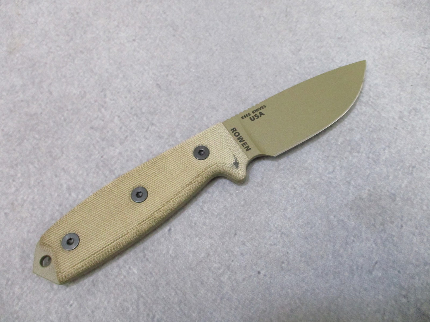 ESEE ESEE-3 Fixed Blade Knife Tan Micarta Handle Black Sheath USA Made