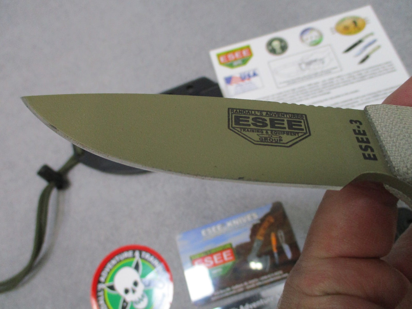 ESEE ESEE-3 Fixed Blade Knife Tan Micarta Handle Black Sheath USA Made