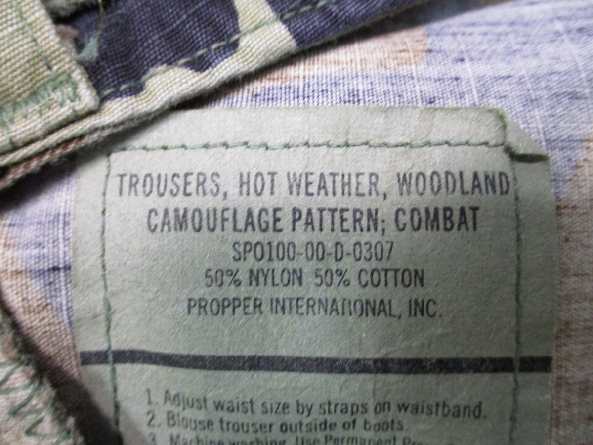 Vintage Propper US Military Woodland Camo BDU Combat Trousers Small Short