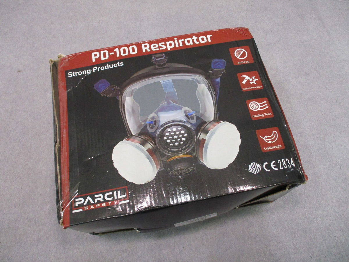 Parcil Safety PD-100 Full Face Respirator Mask with Filters - New Open Box