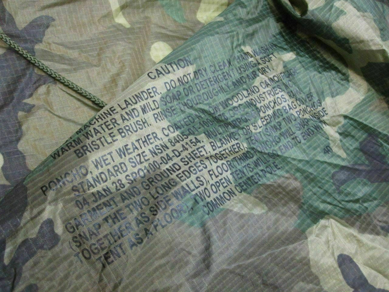 NEW USGI WOODLAND MILITARY PONCHO WET WEATHER RAIN GEAR 8405-01-100-0976