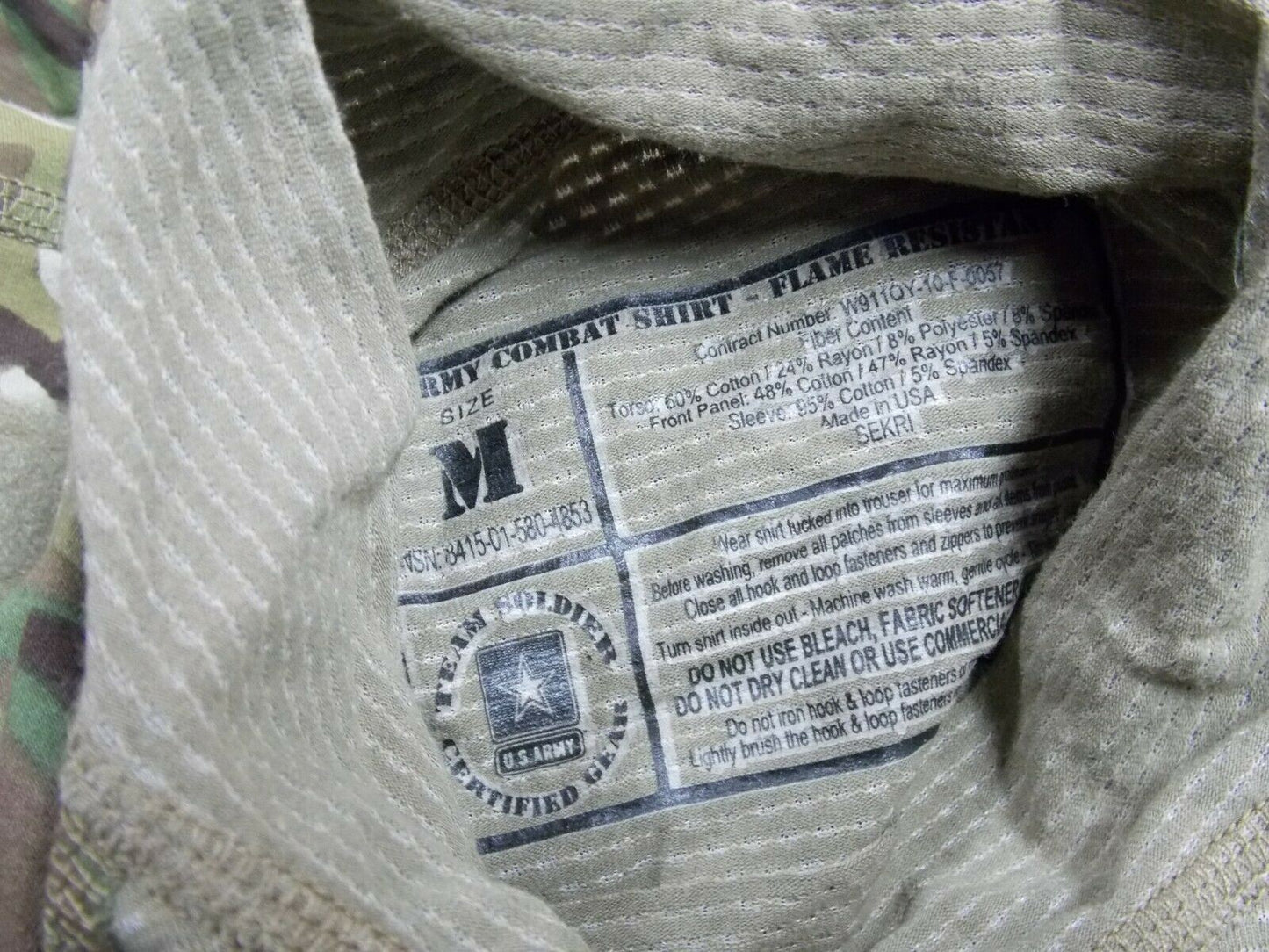 US Army Combat Shirt (ACS) Flame Resistant Multicam 8415-01-580-4853 NEW MEDIUM