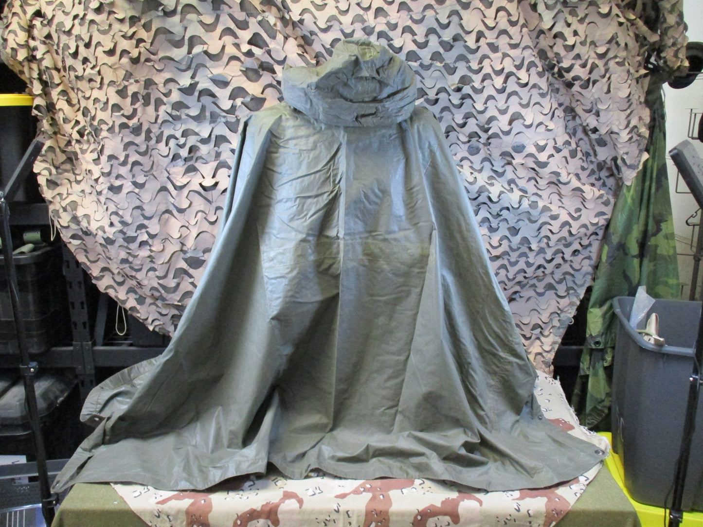 Vintage 1965 US Military Poncho Vietnam Era Coated Nylon Rain Gear Ground Sheet
