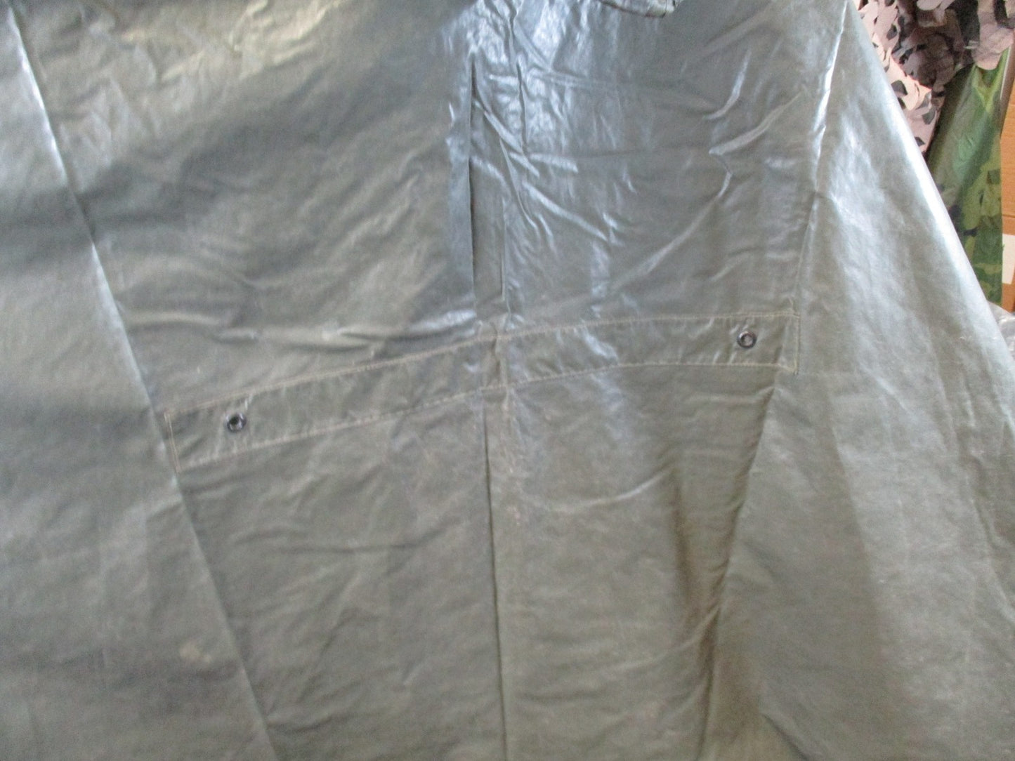 Vintage 1965 US Military Poncho Vietnam Era Coated Nylon Rain Gear Ground Sheet