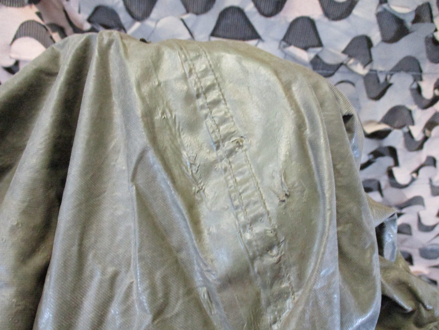 Vintage 1965 US Military Poncho Vietnam Era Coated Nylon Rain Gear Ground Sheet