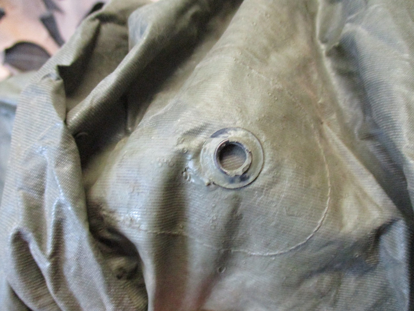 Vintage 1965 US Military Poncho Vietnam Era Coated Nylon Rain Gear Ground Sheet