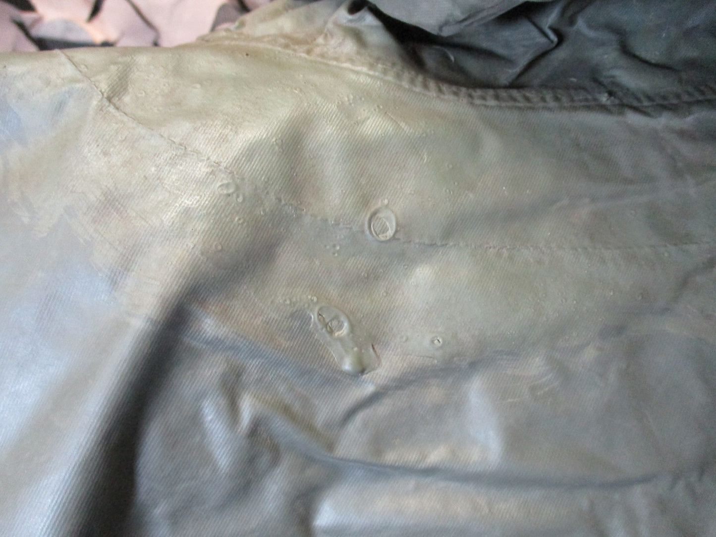 Vintage 1965 US Military Poncho Vietnam Era Coated Nylon Rain Gear Ground Sheet