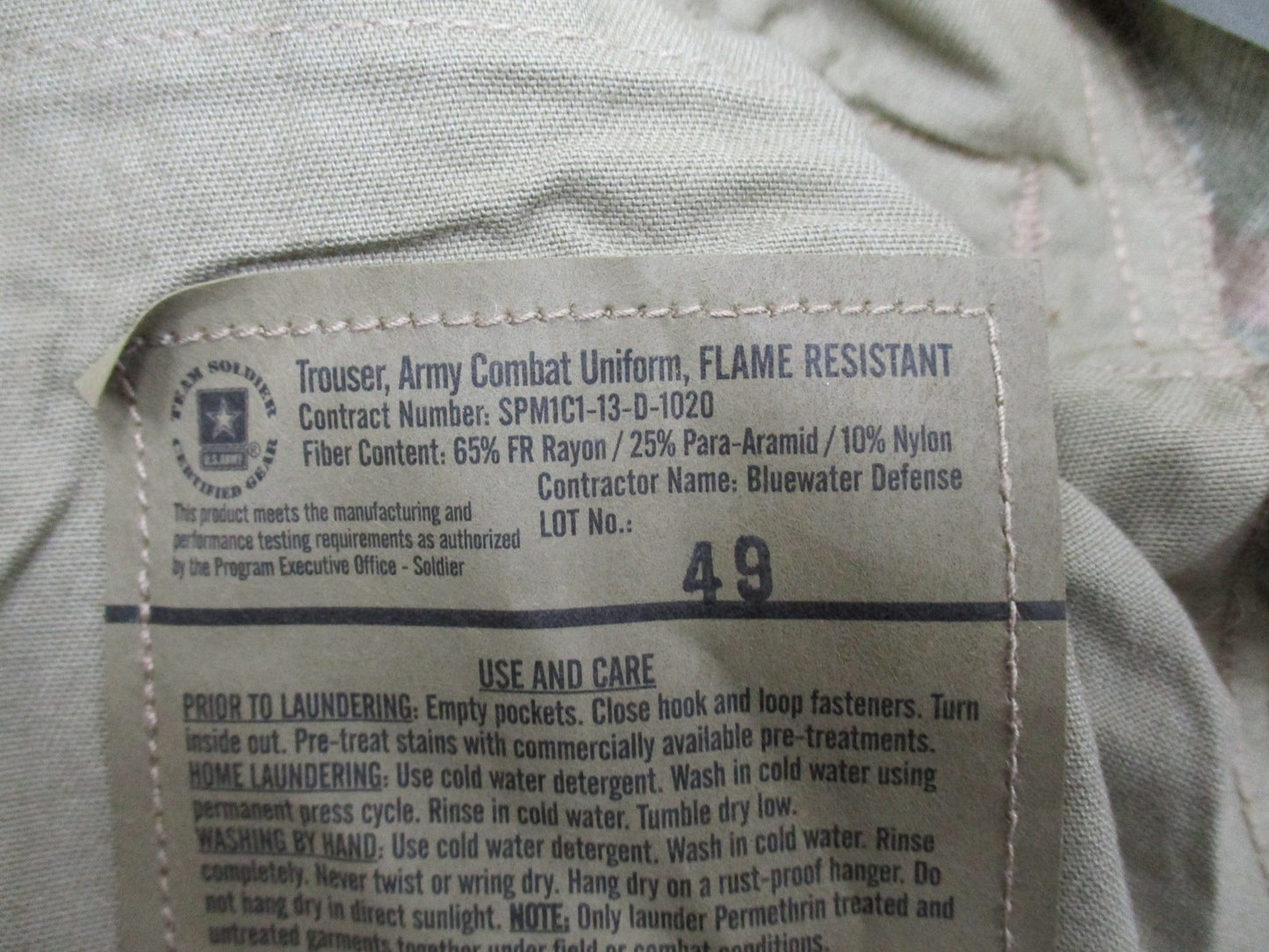 NEW ARMY ISSUE MULTICAM UNIFORM SET LARGE/REGULAR TOP & PANTS FLAME RESISTANT
