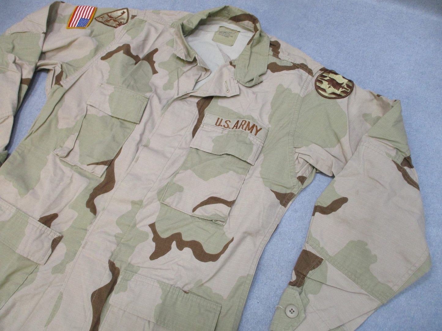 US Army DCU Desert Camo Combat Coat Jacket Medium-Long 89th MP Brigade 42nd MP
