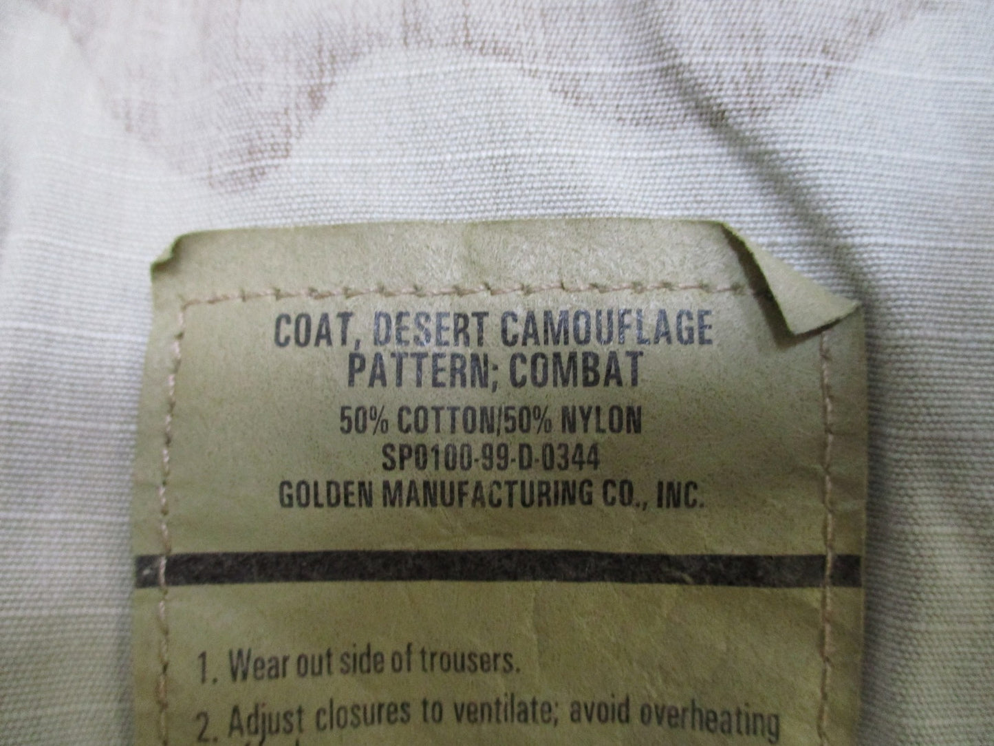 US Army DCU Desert Camo Combat Coat Jacket Medium-Long 89th MP Brigade 42nd MP