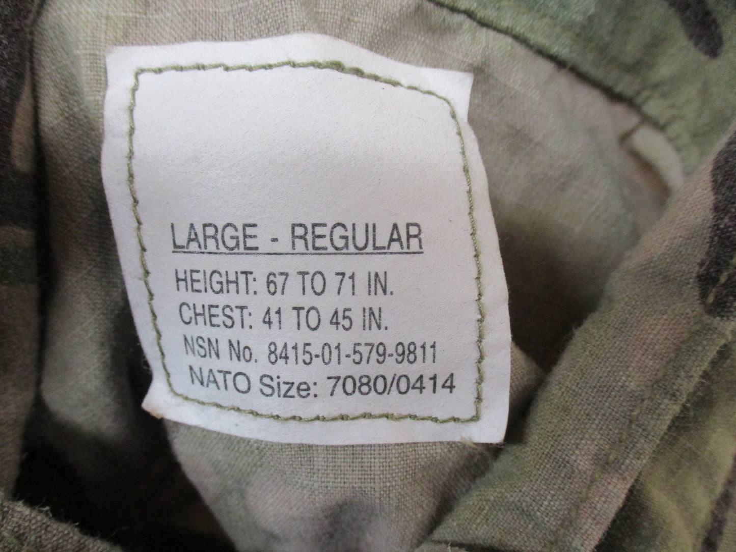 FLAME RESISTANT FIRE RETARDANT ARMY MULTICAM COMBAT UNIFORM TOP LARGE/REG COAT